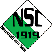 Logo des NSC 1919, grün-weißes Rautendesign mit schwarzem Text Neustrelitz am See.